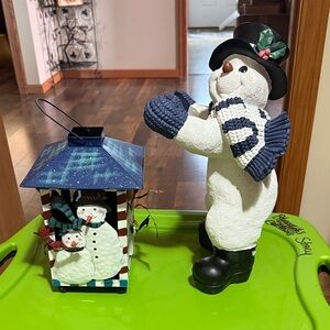 Christmas Festive Snowman and Lantern Holiday Decor